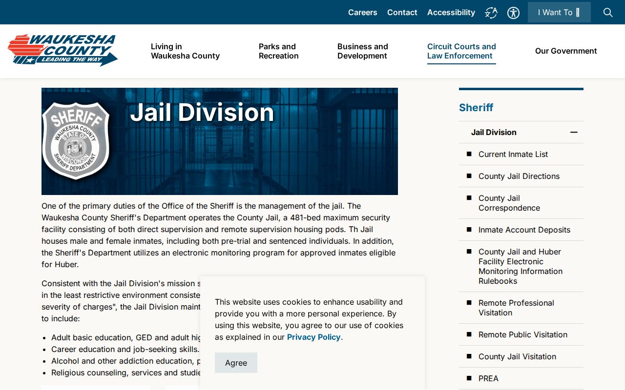 Waukesha County Jail criminal custody information