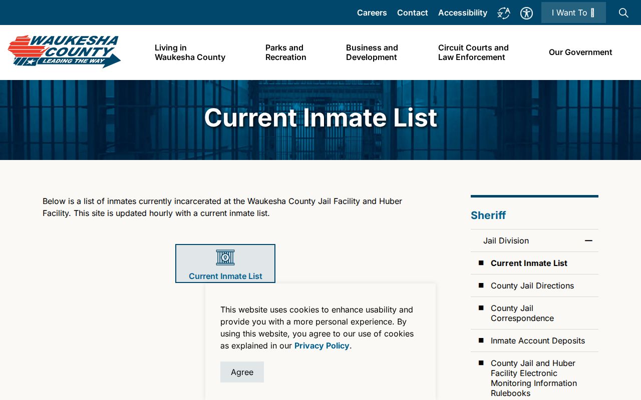 Waukesha County criminal custody hourly inmate list