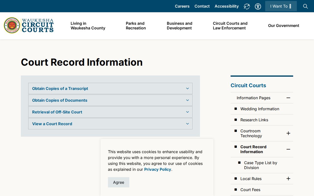 Waukesha County criminal record inspection and copy rules